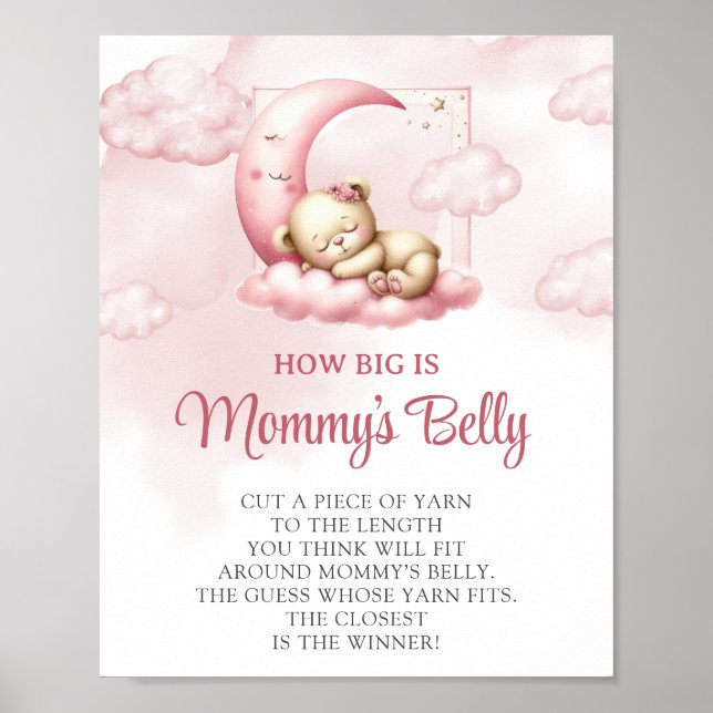 Sleeping teddy bear How big Mummy's belly game Poster (Front)