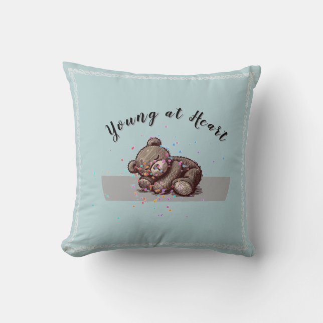 Sleeping Teddy Bear Throw Pillow (Front)