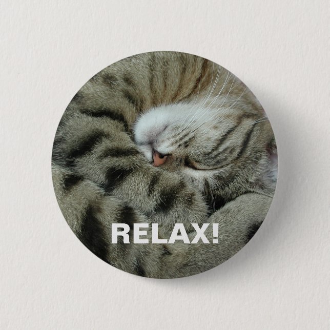 Sleeping Tiger-Cat 6 Cm Round Badge (Front)