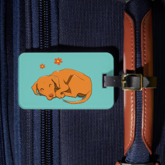 Sleeping Vizsla Drawing Custom Colour Luggage Tag