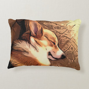 Sleeping Welsh Corgi Decorative Cushion