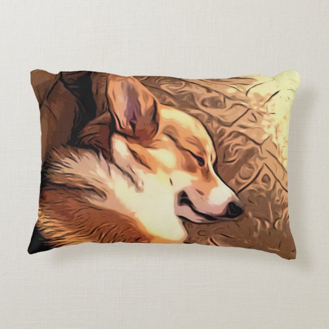 Sleeping Welsh Corgi Decorative Cushion (Back)