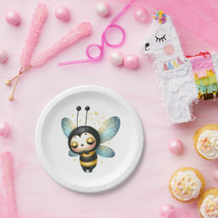 Sleeping Whimsical Bee Paper Plate
