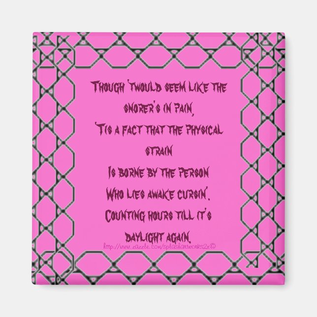 "SLEEPING WITH A CHAINSAW SNORER" MAGNET (Front)