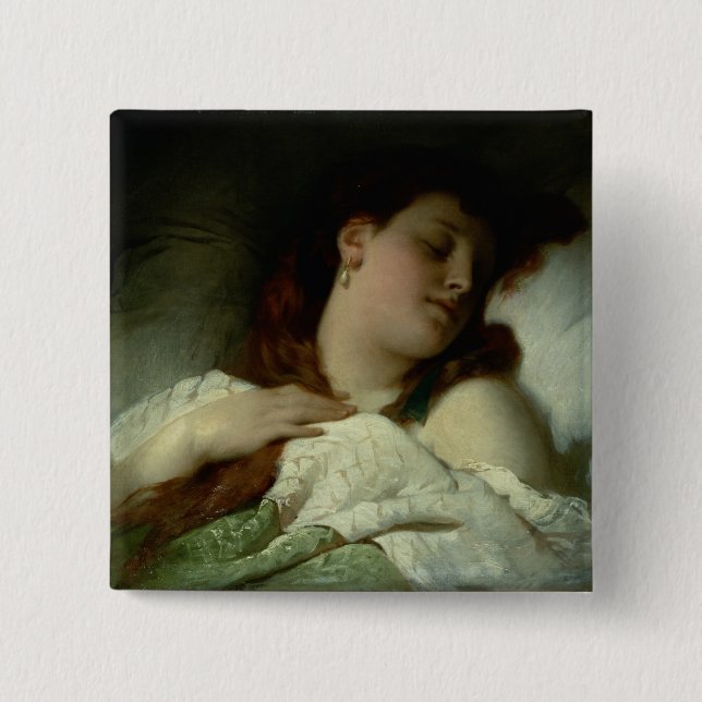 Sleeping Woman 15 Cm Square Badge (Front)