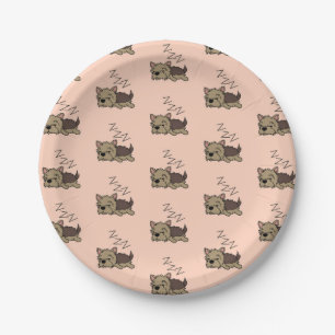 Sleeping Yorkshire Terrier Dog Lover ZZZ Pet Owner Paper Plate
