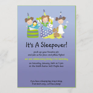 Sleepover and pillow fights invitation