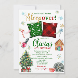 Sleepover Birthday Invitation: Christmas Pajama Invitation