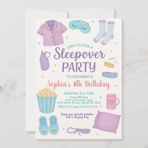 Sleepover Birthday Invitation for Girls