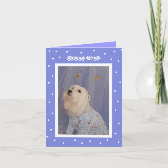 Sleepover Birthday Invitations -- Cute Dog (Front)