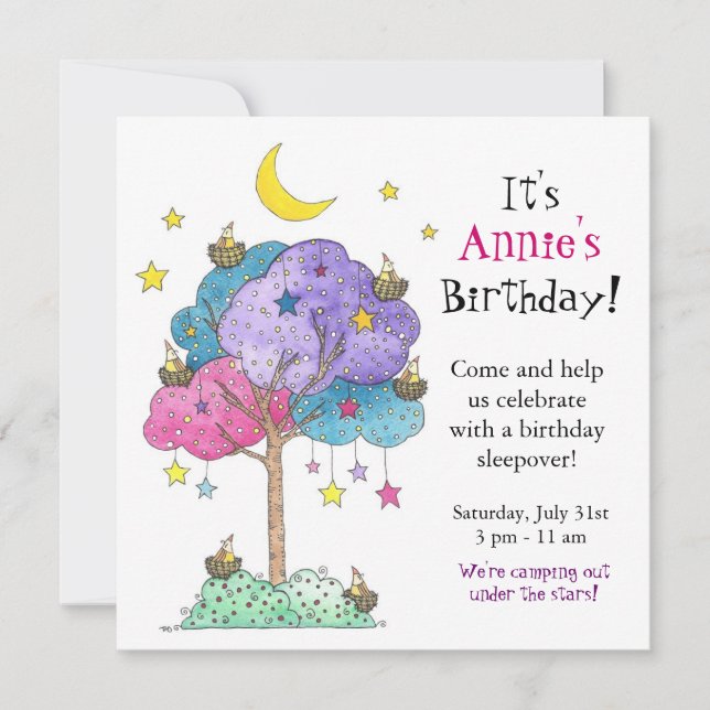 Sleepover, Birthday Party Invitation (Front)