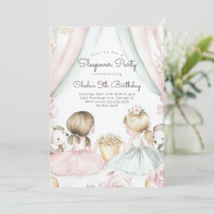 Sleepover Birthday party Movie night Girl birthday Invitation