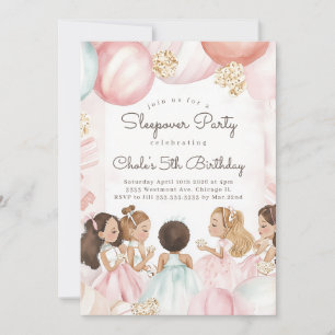 Sleepover Birthday party Movie night Girl birthday Invitation