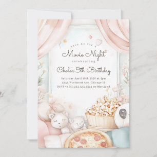 Sleepover Birthday party Movie night Girl birthday Invitation