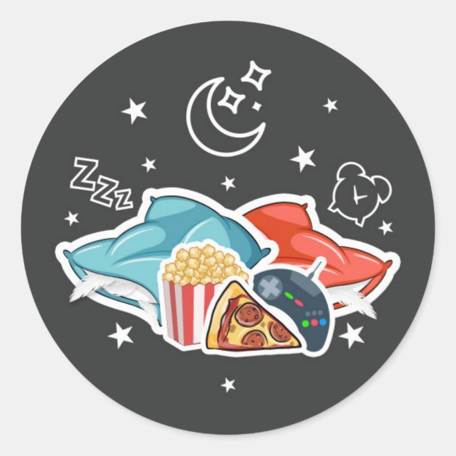 Sleepover Boy Sticker - Slumber Party Sticker (Front)