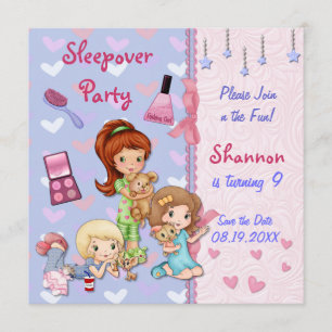 Sleepover Friends Slumber Birthday Party Save The Date