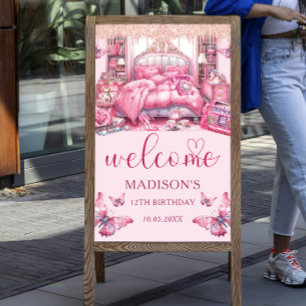 Sleepover Girl Birthday Personalised Welcome Poster