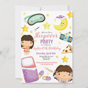 Sleepover Girl Slumber Party Birthday Invitation