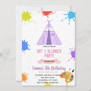 Sleepover painting party invitation