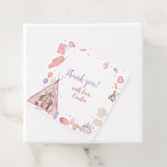 Sleepover Pajama Birthday Party Favour Tags (In Situ)