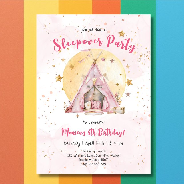 Sleepover pajama kids birthday party invitation (Creator Uploaded)