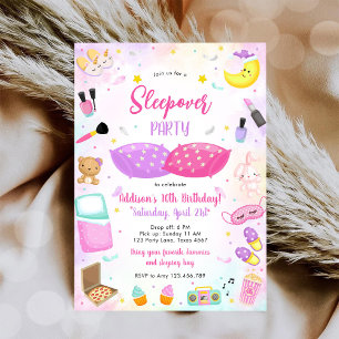 Sleepover Party Girl Spa Pink Birthday Invitation
