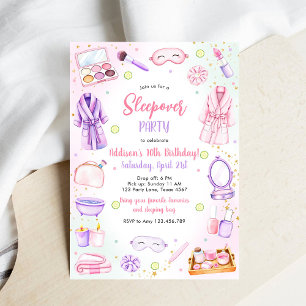 Sleepover Party Girl Spa Pink Birthday Invitation