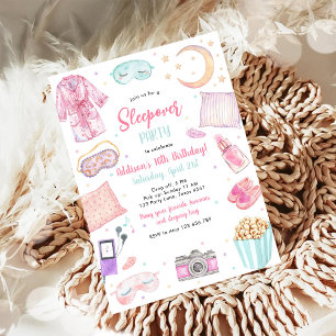 Sleepover Party Girl Spa Pink Birthday Invitation