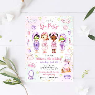 Sleepover Party Girl Spa Pink Birthday Invitation