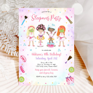 Sleepover Party Girl Spa Pink Birthday Invitation