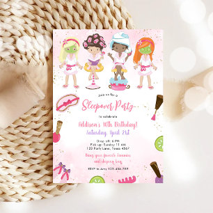 Sleepover Party Girl Spa Pink Birthday Invitation