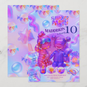 Sleepover Party Invitation Girl Pajama Birthday