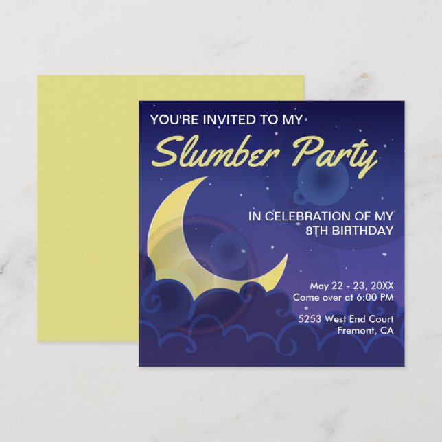 Sleepover Party | Slumber Party Birthday Invite (Front/Back)