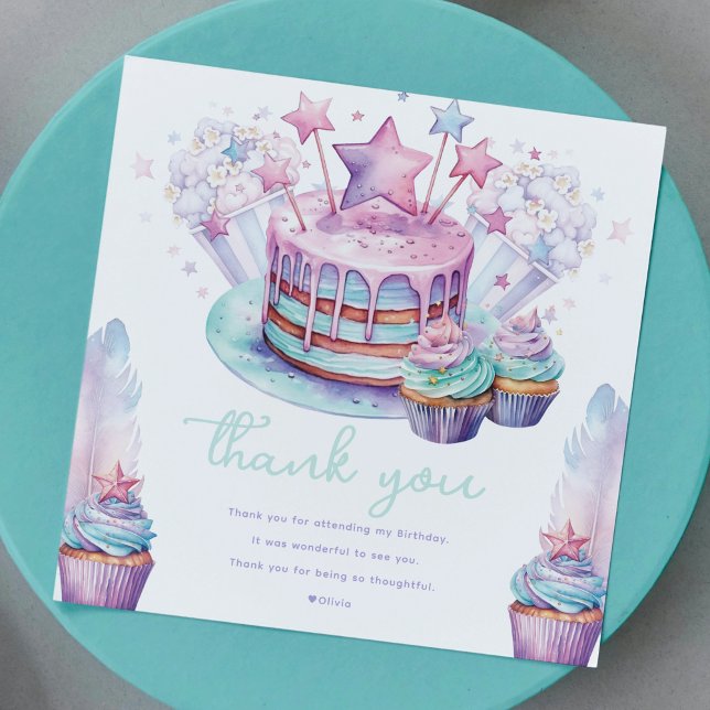 Sleepover Pastel Girl Birthday  Thank You Card (Creator Uploaded)
