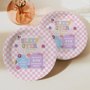 Sleepover Preppy Varsity Patch Birthday Party Paper Plate