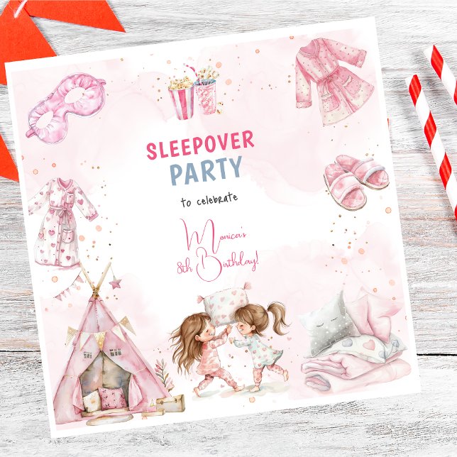Sleepover pyjama kids birthday party napkin (Creator Uploaded)