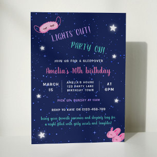 Sleepover Slumber Girl Pink Birthday Party  Invitation