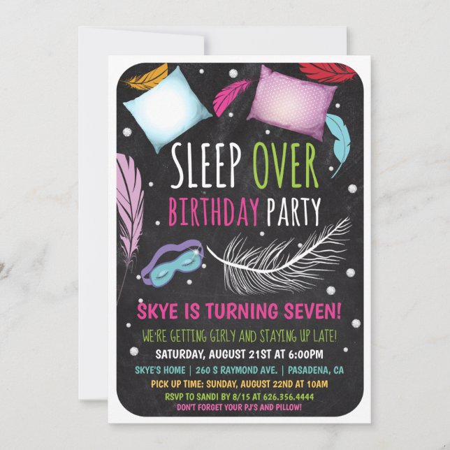 Sleepover Slumber Party Birthday Invitation (Front)