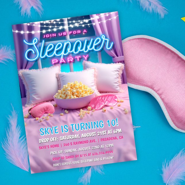 Sleepover Slumber Party Birthday Invitation (Creator Uploaded)