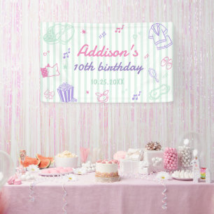 Sleepover Slumber Party Cute Girl Birthday Banner