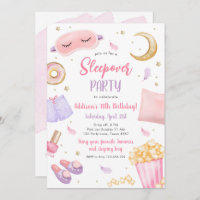 Sleepover Slumber Party Girl Spa Pink Birthday Inv