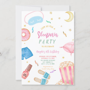 Sleepover Slumber Party Girl Spa Pink Birthday Invitation