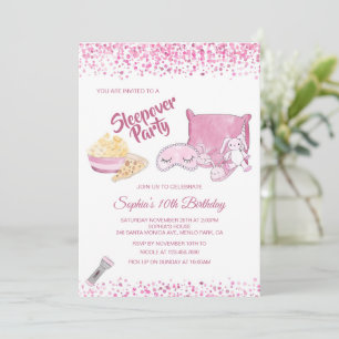 Sleepover Slumber Party Girl Spa Pink Birthday Invitation
