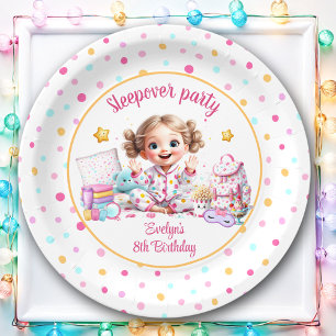 Sleepover Slumber Party Pink Cute Girl Birthday Paper Plate