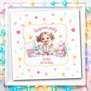Sleepover Slumber Party Pink Cute Girl Polka Dot Napkin