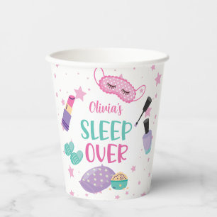 Sleepover slumber party pink purple tween paper pl cups