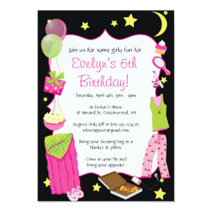 Sleepover! Slumber Party Themed Invitations