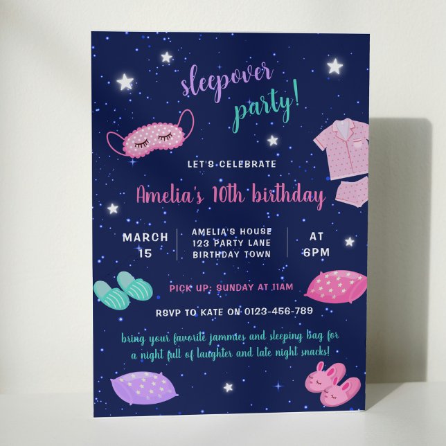 Sleepover Slumber Teen Birthday Party Invitation (Creator Uploaded)
