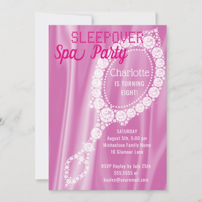 Sleepover Spa Party Girls Birthday Party Invite (Front)