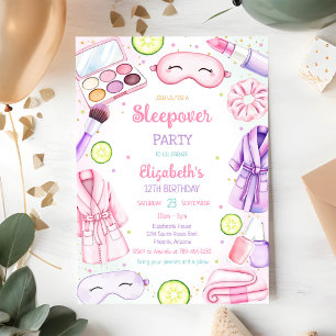 Sleepover Spa Party Slumber Pamper Birthday Invitation